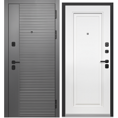 Дверь металлическая Тайга 9 см 2МДФ Cатин Графит/Эмалит Белый 960*2050 правая