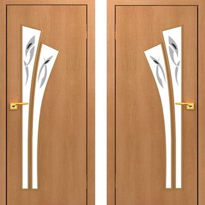 Дверное полотно остекленное с фьюзингом С-07 Миланский орех ПОФ-600