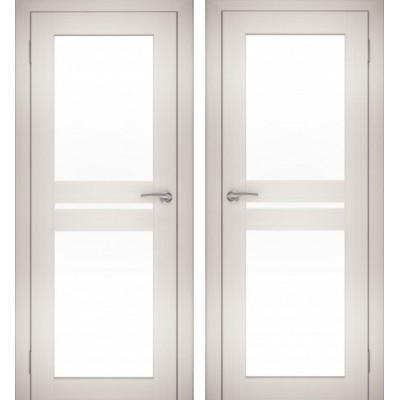 Дверное полотно АМАТИ-19 эшвайт экошпон ПО-800 белое стекло