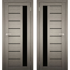 Дверное полотно АМАТИ-04 дуб дымчатый ПО-700 черное стекло