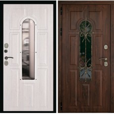 Дверь металлическая Лион Орех тёмный/Альберо браш 960х2050 левая 