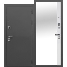 Дверь металлическая Тайга 9 см Серебро Антик/Эмалит Белый зеркало (860R)