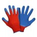 Перчатки нейлоновые  с рифленым латексным  покрытием (красно-синий) купить недорого в Невеле
