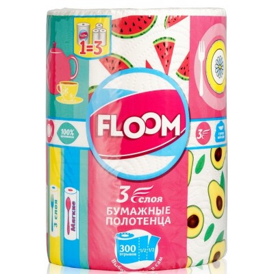 Бумажные полотенца Floom  3 слоя 33 м 3в1